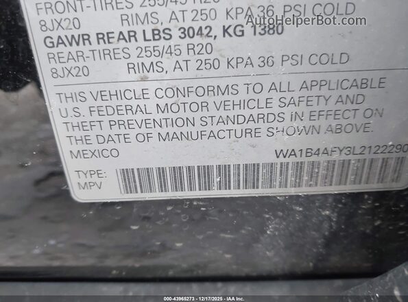 WA1B4AFY3L2122290 2020 AUDI SQ5 Black Вид підкапотного простору