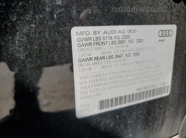WA1BECF35L1113660 2020 AUDI Q3 Black Widok wnętrza 360 stopni
