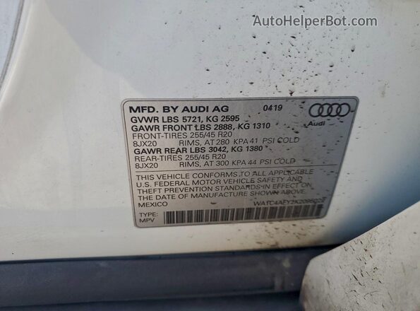 WA1C4AFY2K2095022 2019 AUDI SQ5 Белый Вид наклейки с VIN-кодом
