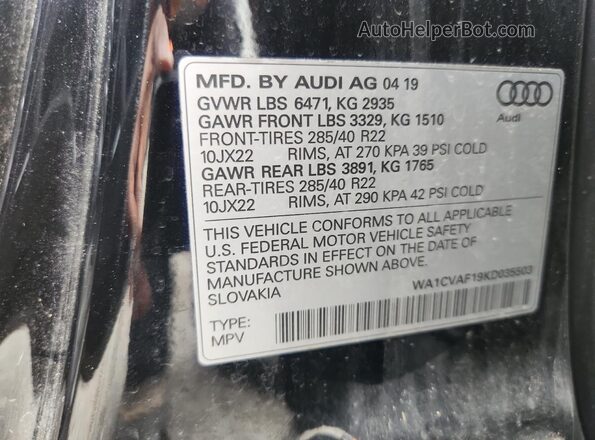 WA1CVAF19KD035503 2019 AUDI Q8 Black Widok wnętrza 360 stopni