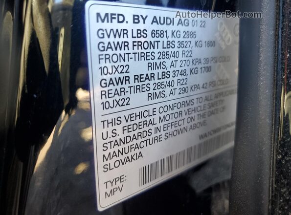 WA1CWBF12ND014645 2022 AUDI SQ8 Черный Вид подкапотного пространства