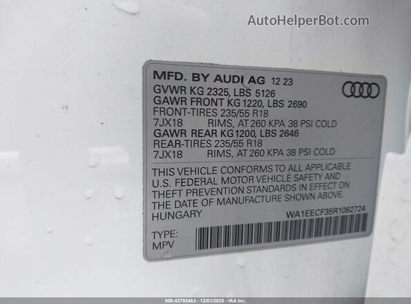 WA1EECF35R1082724 2024 AUDI Q3 Белый Вид подкапотного пространства