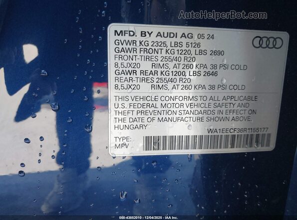WA1EECF36R1155177 2024 AUDI Q3 Dark Blue Вид подкапотного пространства