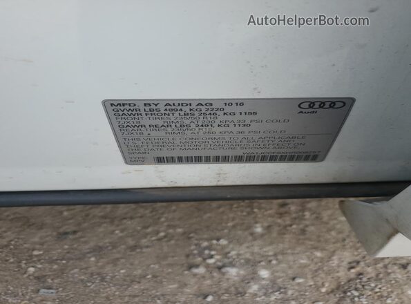 WA1JCCFSXHR008257 2017 AUDI Q3 White Widok naklejki z numerem VIN