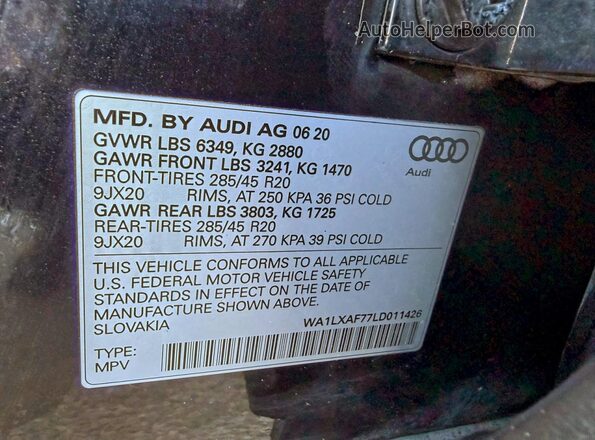 WA1LXAF77LD011426 2020 AUDI Q7 Black Widok tylnych siedzeń
