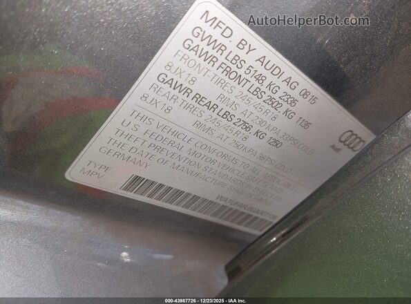 WA1UFAFL6GA007136 2016 AUDI ALLROAD Серый Вид подкапотного пространства