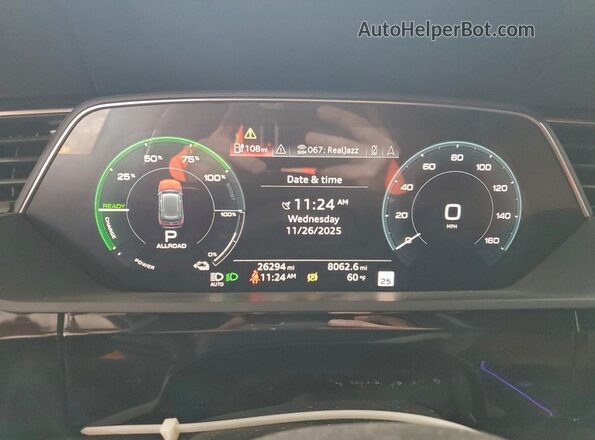 WA1VAAGE8KB024008 2019 AUDI E-TRON White Вид щитка приладів