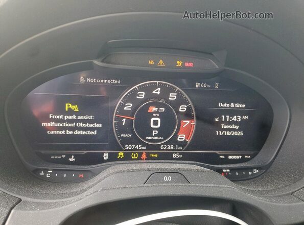 WAUB1GFF1J1030675 2018 AUDI S3 Угольный Вид щитка приборов