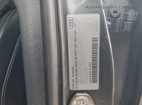 WAUB1GFF2H1017637 2017 AUDI S3 Серый Вид подкапотного пространства