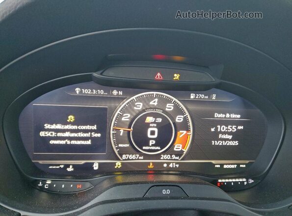 WAUB1GFF2H1017637 2017 AUDI S3 Серый Вид щитка приборов