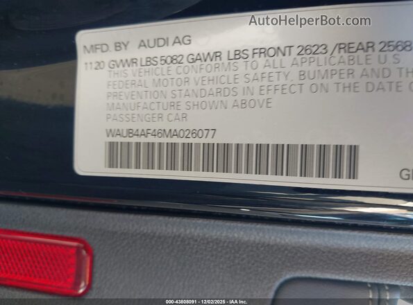 WAUB4AF46MA026077 2021 AUDI S4 Black Вид підкапотного простору