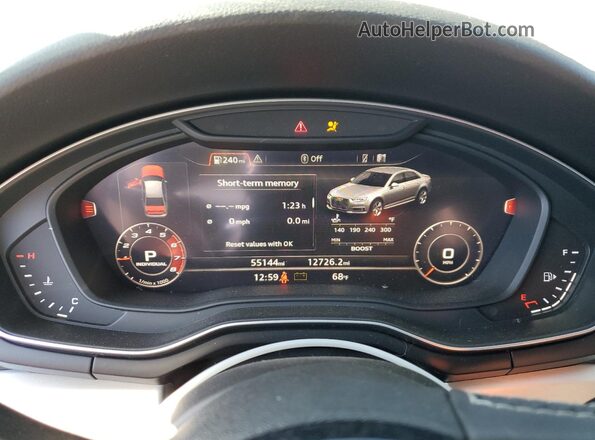 WAUB4AF47KA116240 2019 AUDI S4 Gray ხელსაწყოთა პანელის ხედი