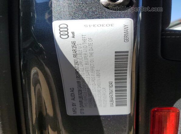 WAUB4AF47KA116240 2019 AUDI S4 Gray ძრავის განყოფილების ხედი