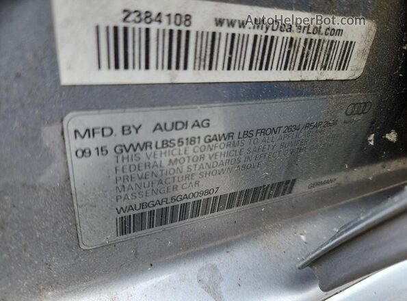WAUBGAFL5GA009807 2016 AUDI S4 Silver Вид підкапотного простору