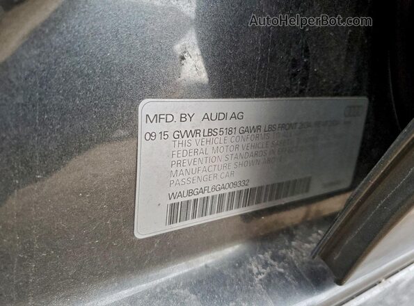 WAUBGAFL6GA009332 2016 AUDI S4 Gray Engine compartment view
