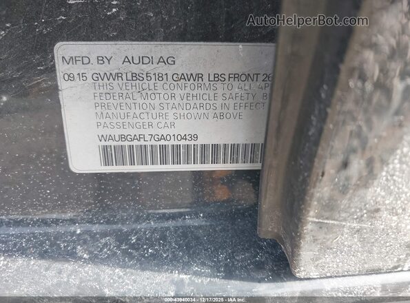 WAUBGAFL7GA010439 2016 AUDI S4 Black Вид підкапотного простору