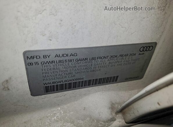 WAUBGAFL8GA009994 2016 AUDI S4 Белый Вид подкапотного пространства