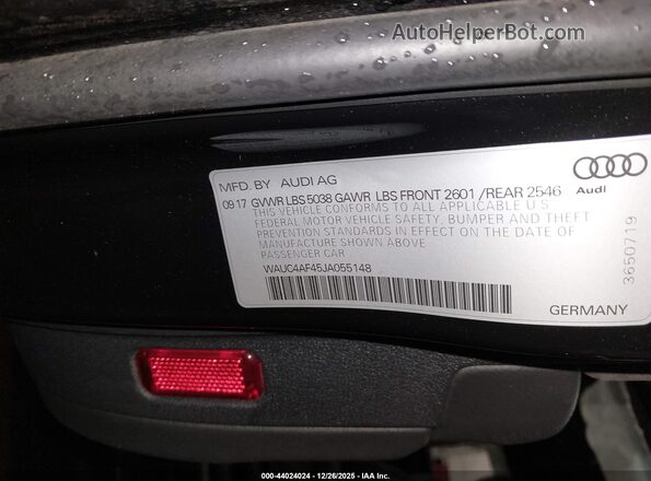 WAUC4AF45JA055148 2018 AUDI S4 Черный Вид подкапотного пространства