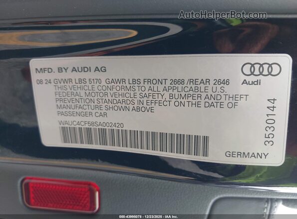 WAUC4CF58SA002420 2025 AUDI S5 Черный Вид подкапотного пространства