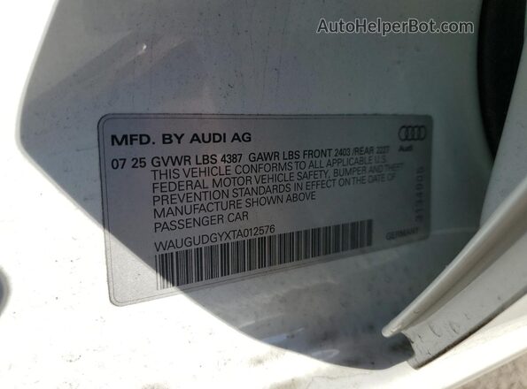 WAUGUDGYXTA012576 2026 AUDI OTHER White Vista del compartimento del motor