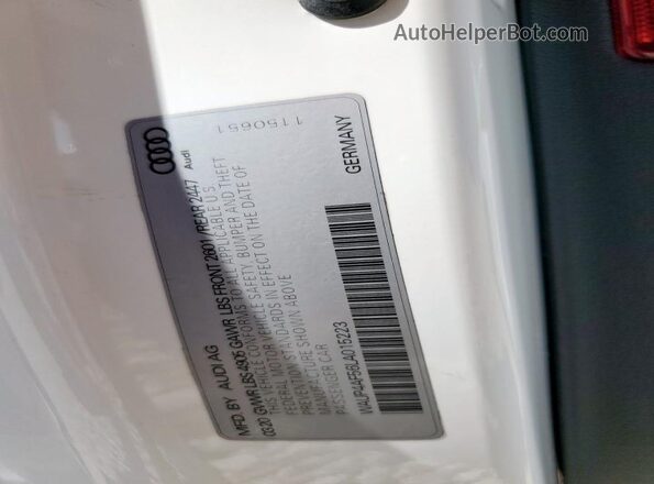 WAUP4AF56LA015223 2020 AUDI S5 Белый Вид подкапотного пространства