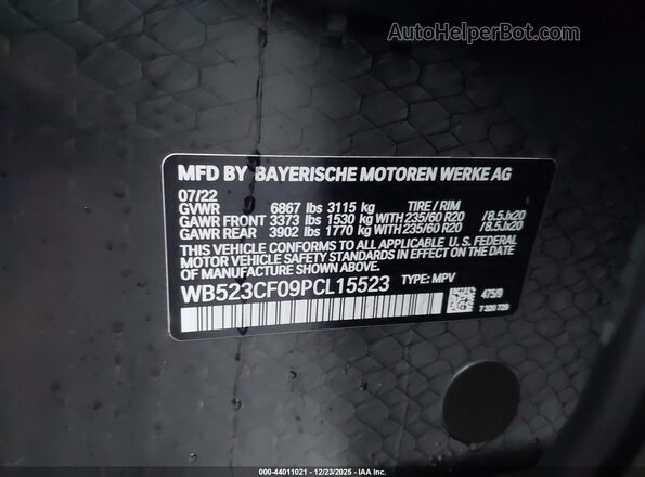 WB523CF09PCL15523 2023 BMW IX Black Engine compartment view