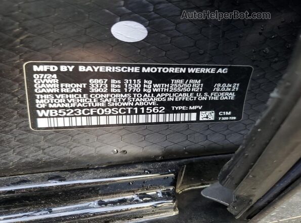 WB523CF09SCT11562 2025 BMW IX Blue Widok naklejki z numerem VIN