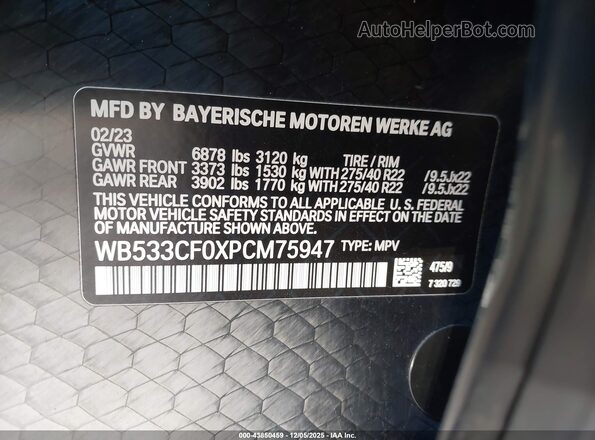 WB533CF0XPCM75947 2023 BMW IX Black Engine compartment view