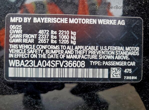 WBA23LA04SFV36608 2025 BMW OTHER Черный Вид подкапотного пространства