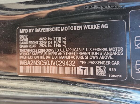 WBA2N3C50JVC29432 2018 BMW M2 Black Vista del compartimento del motor