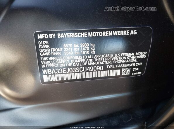 WBA33EJ03SCU49090 2025 BMW OTHER Черный Вид подкапотного пространства