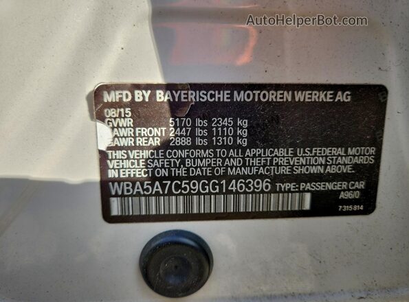 WBA5A7C59GG146396 2016 BMW 5 SERIES Белый Вид подкапотного пространства