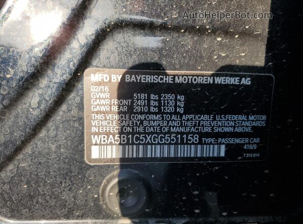 WBA5B1C5XGG551158 2016 BMW 5 SERIES Синий Вид подкапотного пространства