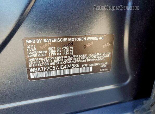WBA7F2C57JG424586 2018 BMW OTHER Угольный Вид подкапотного пространства