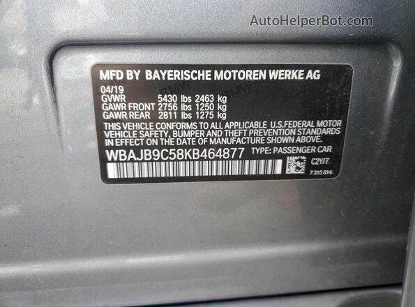 WBAJB9C58KB464877 2019 BMW M5 Серебряный Вид подкапотного пространства