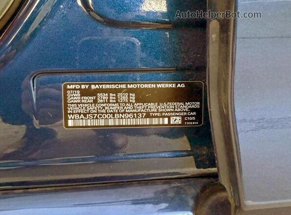 WBAJS7C00LBN96137 2020 BMW M5 Blue Հետևի նստատեղերի տեսք