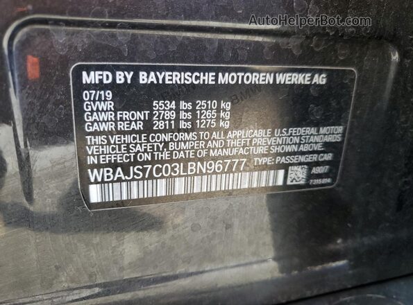 WBAJS7C03LBN96777 2020 BMW M5 Black Vista del compartimento del motor