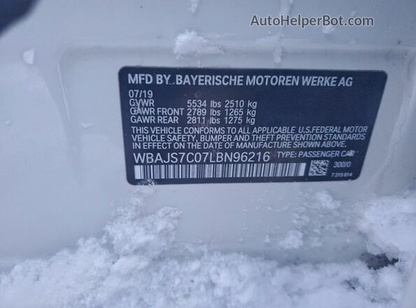 WBAJS7C07LBN96216 2020 BMW M5 White ძრავის განყოფილების ხედი