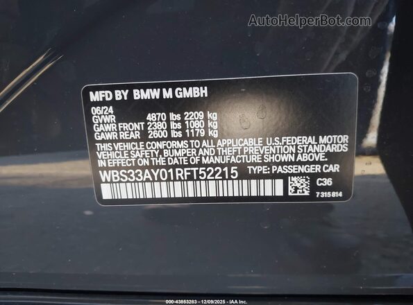 WBS33AY01RFT52215 2024 BMW M3 Серый Вид подкапотного пространства