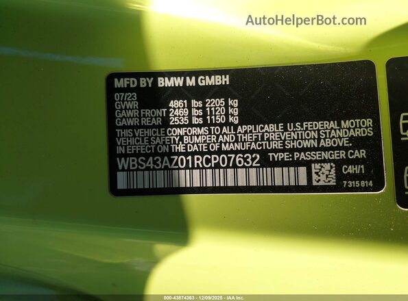 WBS43AZ01RCP07632 2024 BMW M4 Green Widok komory silnika