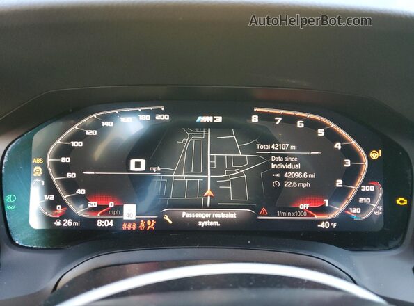 WBS53AY03NFM89739 2022 BMW M3 Желтый Вид щитка приборов