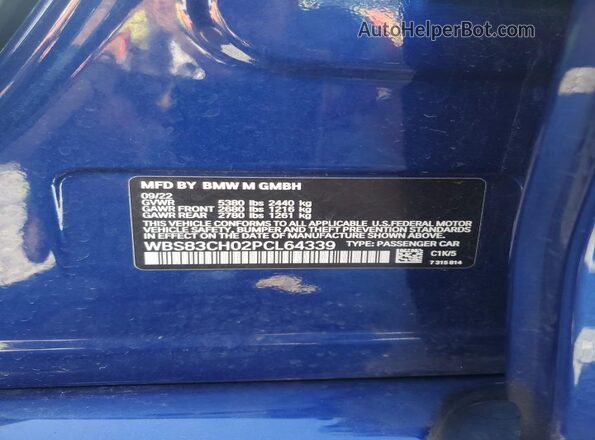 WBS83CH02PCL64339 2023 BMW M5 Синий Вид подкапотного пространства
