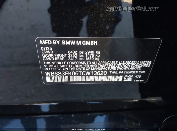 WBS83FK06TCW13620 2026 BMW M5 Black ძრავის განყოფილების ხედი