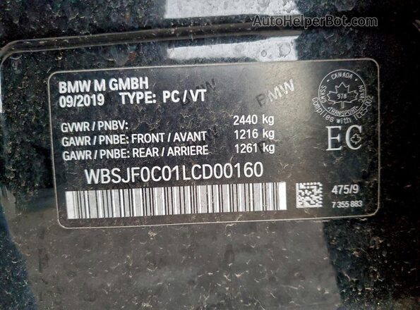 WBSJF0C01LCD00160 2020 BMW M5 Black Вид підкапотного простору