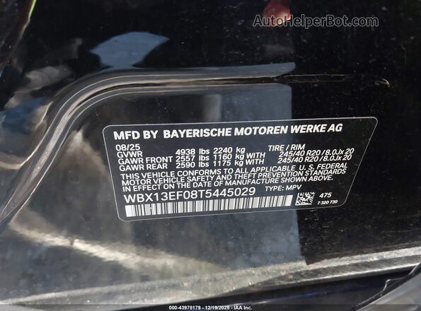 WBX13EF08T5445029 2026 BMW X1 Черный Вид подкапотного пространства