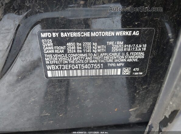 WBX73EF04T5407551 2026 BMW X1 Black Widok komory silnika