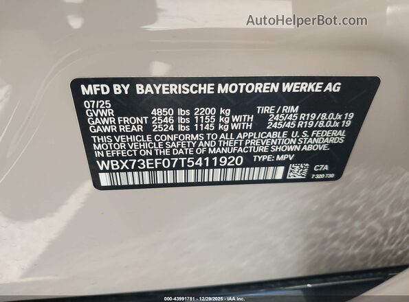 WBX73EF07T5411920 2026 BMW X1 Серый Вид подкапотного пространства