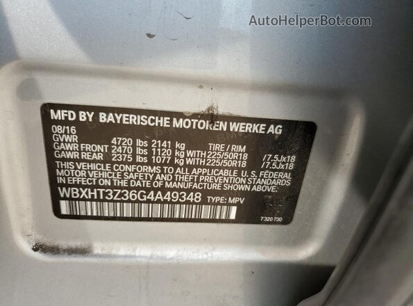 WBXHT3Z36G4A49348 2016 BMW X1 Серебряный Вид подкапотного пространства