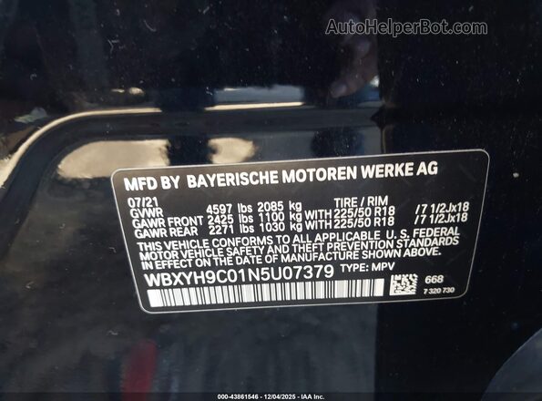 WBXYH9C01N5U07379 2022 BMW X2 Черный Вид подкапотного пространства