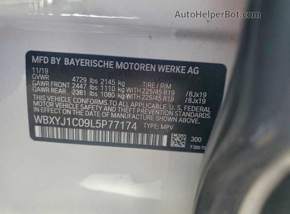 WBXYJ1C09L5P77174 2020 BMW X2 Белый Вид наклейки с VIN-кодом